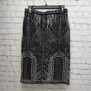 Marchesa Notte Lace and Sequin Black Pencil Skirt size 6